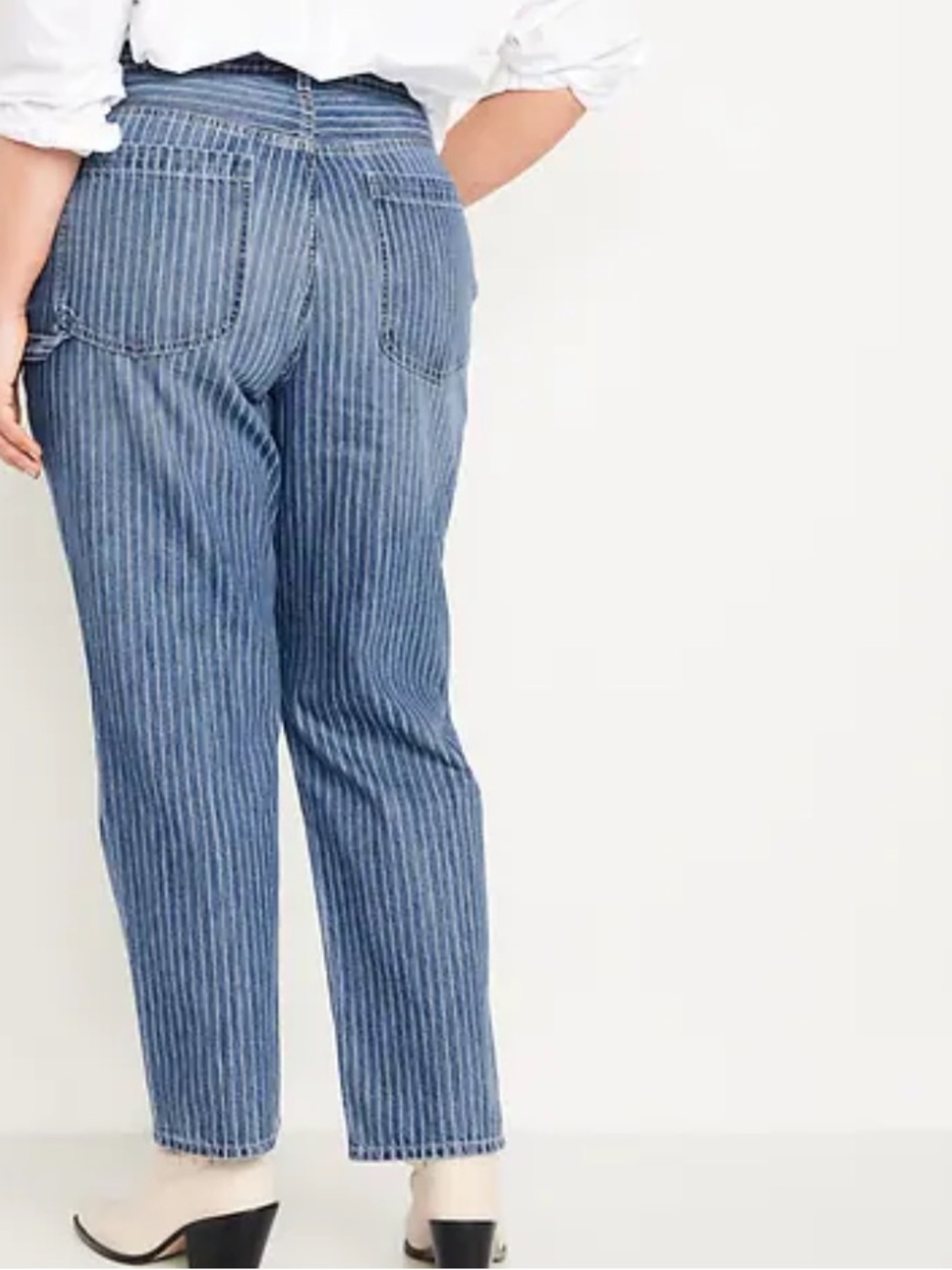 Old Navy Womens High Waisted OG Loose Rigid Stripe Straight Leg Jeans Plus 18
